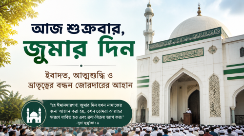 আজ শুক্রবার, জুমার দিন: ইবাদত, আত্মশুদ্ধি ও ভ্রাতৃত্বের বন্ধন জোরদারের আহ্বান
