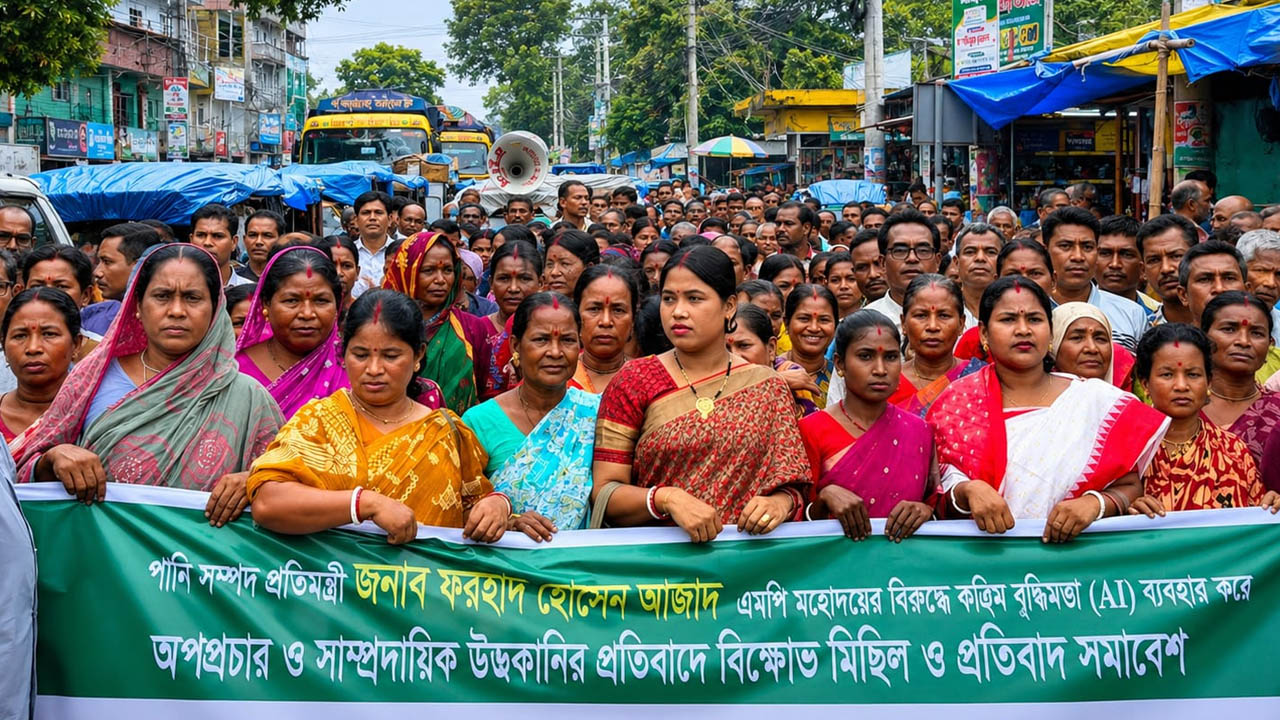 এআই প্রযুক্তিতে ভুয়া ছবি প্রচারের অভিযোগে পঞ্চগড়ে সনাতন সম্প্রদায়ের প্রতিবাদ